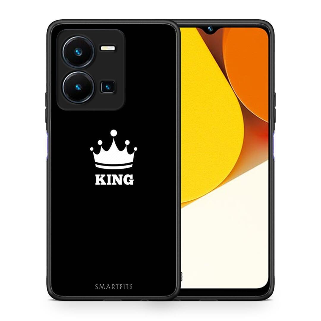 Θήκη Vivo Y35 Valentine King από τη Smartfits με σχέδιο στο πίσω μέρος και μαύρο περίβλημα | Vivo Y35 Valentine King Case with Colorful Back and Black Bezels