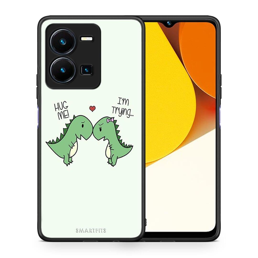 Θήκη Vivo Y35 Valentine Rex από τη Smartfits με σχέδιο στο πίσω μέρος και μαύρο περίβλημα | Vivo Y35 Valentine Rex Case with Colorful Back and Black Bezels