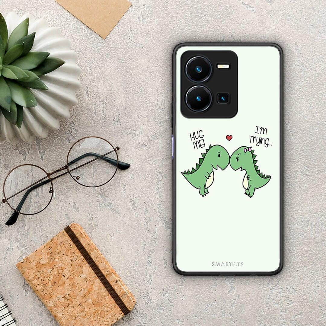 Θήκη Vivo Y35 Valentine Rex από τη Smartfits με σχέδιο στο πίσω μέρος και μαύρο περίβλημα | Vivo Y35 Valentine Rex Case with Colorful Back and Black Bezels