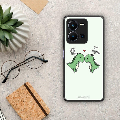 Θήκη Vivo Y35 Valentine Rex από τη Smartfits με σχέδιο στο πίσω μέρος και μαύρο περίβλημα | Vivo Y35 Valentine Rex Case with Colorful Back and Black Bezels