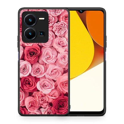 Θήκη Vivo Y35 Valentine RoseGarden από τη Smartfits με σχέδιο στο πίσω μέρος και μαύρο περίβλημα | Vivo Y35 Valentine RoseGarden Case with Colorful Back and Black Bezels
