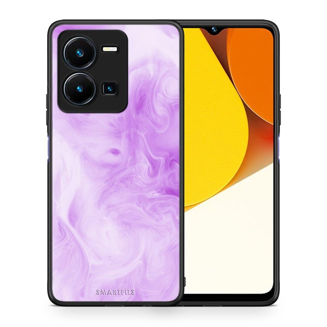 Θήκη Vivo Y35 Watercolor Lavender από τη Smartfits με σχέδιο στο πίσω μέρος και μαύρο περίβλημα | Vivo Y35 Watercolor Lavender Case with Colorful Back and Black Bezels