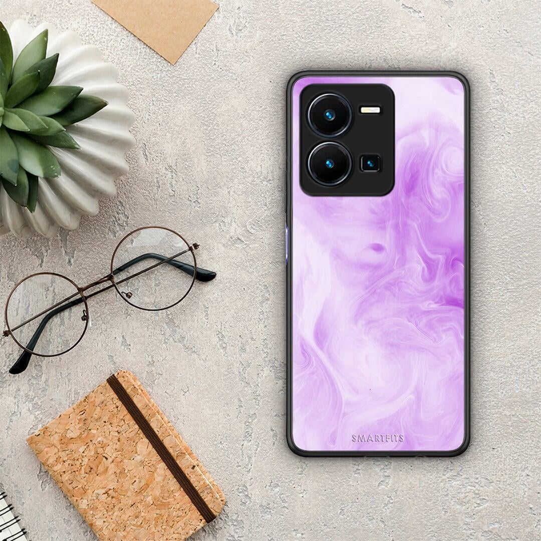 Θήκη Vivo Y35 Watercolor Lavender από τη Smartfits με σχέδιο στο πίσω μέρος και μαύρο περίβλημα | Vivo Y35 Watercolor Lavender Case with Colorful Back and Black Bezels