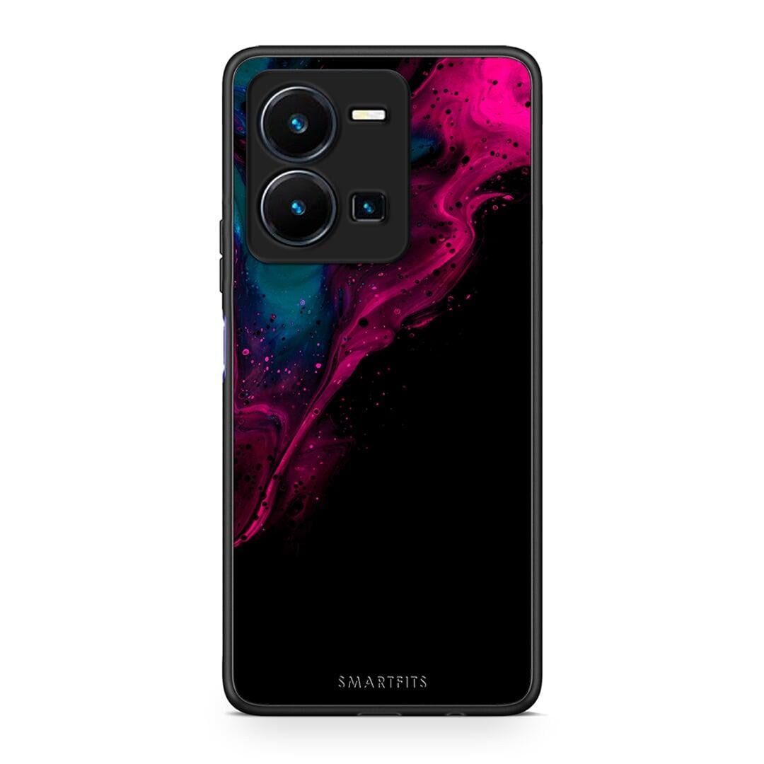 Θήκη Vivo Y35 Watercolor Pink Black από τη Smartfits με σχέδιο στο πίσω μέρος και μαύρο περίβλημα | Vivo Y35 Watercolor Pink Black Case with Colorful Back and Black Bezels