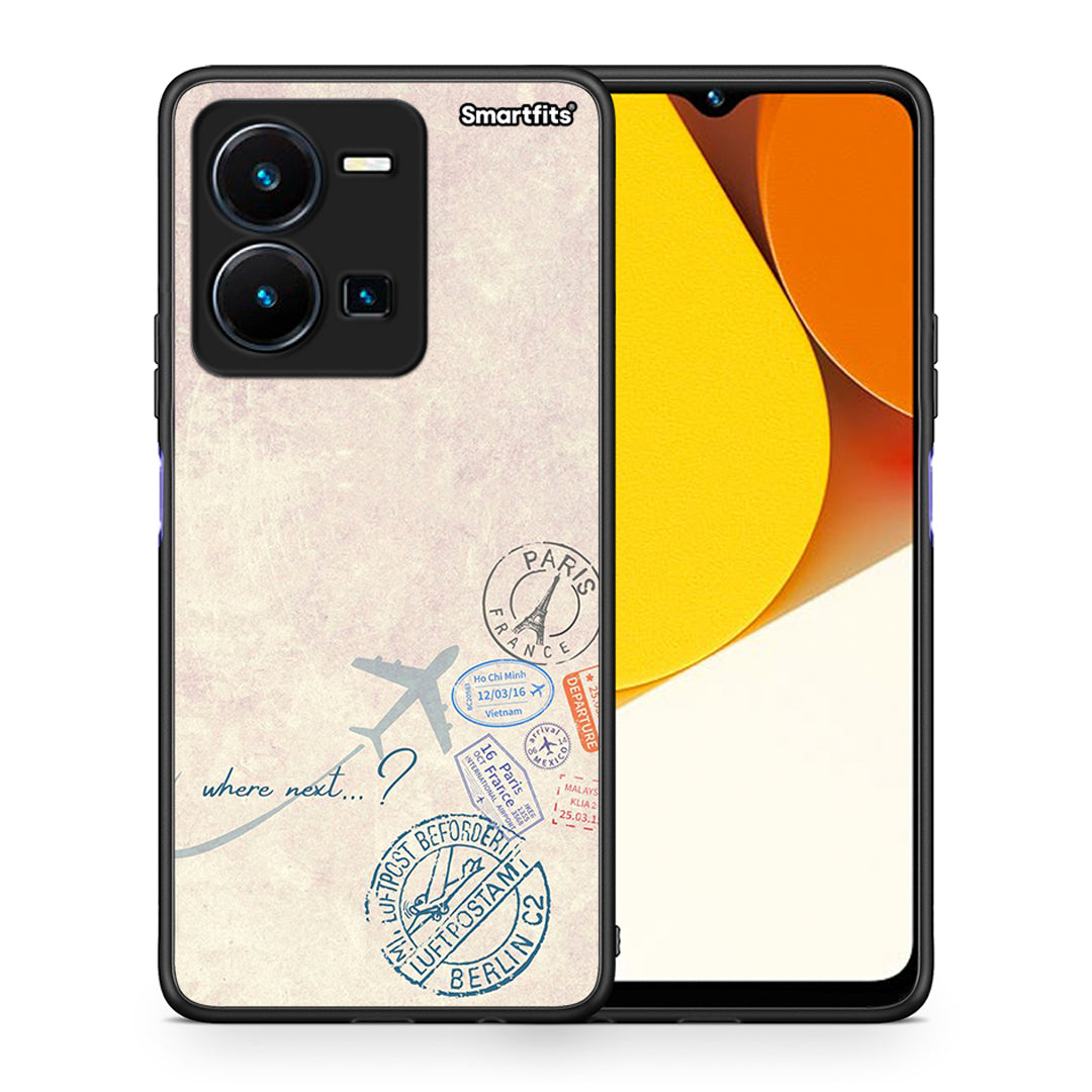 Θήκη Vivo Y35 Where Next από τη Smartfits με σχέδιο στο πίσω μέρος και μαύρο περίβλημα | Vivo Y35 Where Next Case with Colorful Back and Black Bezels