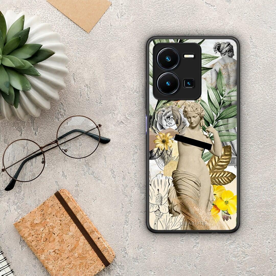 Θήκη Vivo Y35 Woman Statue από τη Smartfits με σχέδιο στο πίσω μέρος και μαύρο περίβλημα | Vivo Y35 Woman Statue Case with Colorful Back and Black Bezels