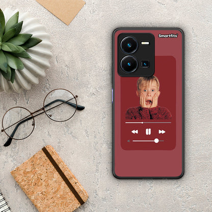 Θήκη Vivo Y35 Xmas Alone Music από τη Smartfits με σχέδιο στο πίσω μέρος και μαύρο περίβλημα | Vivo Y35 Xmas Alone Music Case with Colorful Back and Black Bezels