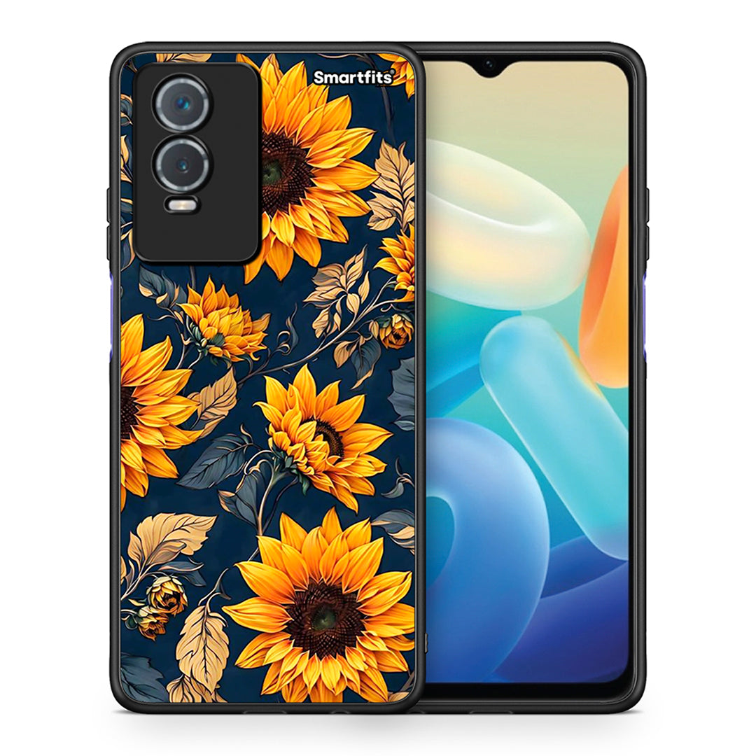 Θήκη Vivo Y76 5G / Y76s / Y74s Autumn Sunflowers από τη Smartfits με σχέδιο στο πίσω μέρος και μαύρο περίβλημα | Vivo Y76 5G / Y76s / Y74s Autumn Sunflowers case with colorful back and black bezels