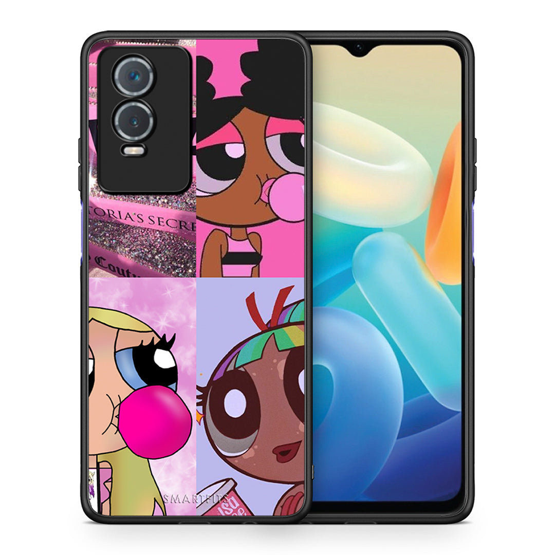 Θήκη Αγίου Βαλεντίνου Vivo Y76 5G / Y76s / Y74s Bubble Girls από τη Smartfits με σχέδιο στο πίσω μέρος και μαύρο περίβλημα | Vivo Y76 5G / Y76s / Y74s Bubble Girls case with colorful back and black bezels