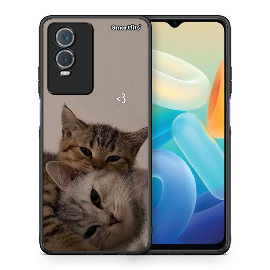 Θήκη Vivo Y76 5G / Y76s / Y74s Cats In Love από τη Smartfits με σχέδιο στο πίσω μέρος και μαύρο περίβλημα | Vivo Y76 5G / Y76s / Y74s Cats In Love case with colorful back and black bezels