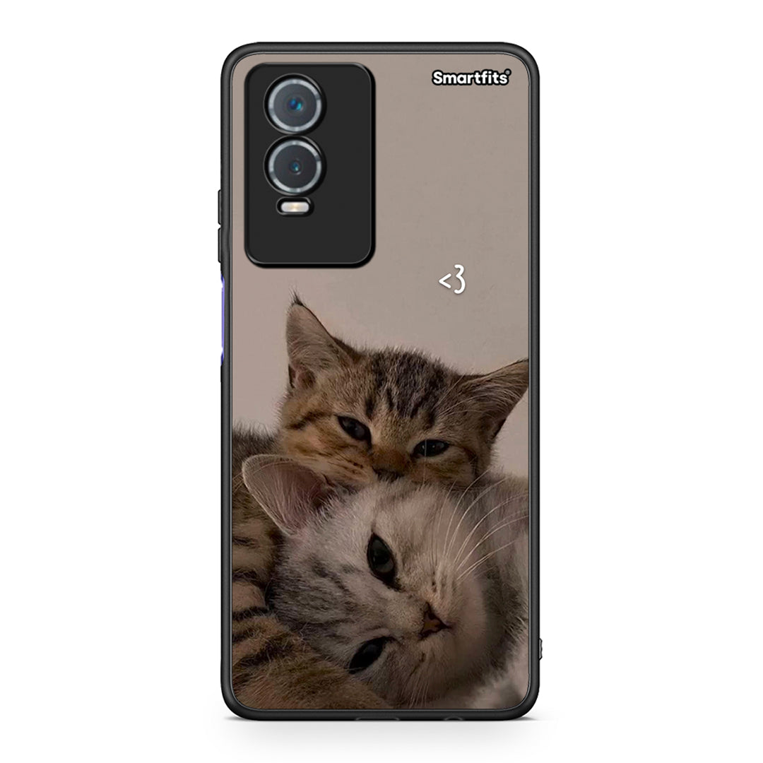Vivo Y76 5G / Y76s / Y74s Cats In Love θήκη από τη Smartfits με σχέδιο στο πίσω μέρος και μαύρο περίβλημα | Smartphone case with colorful back and black bezels by Smartfits