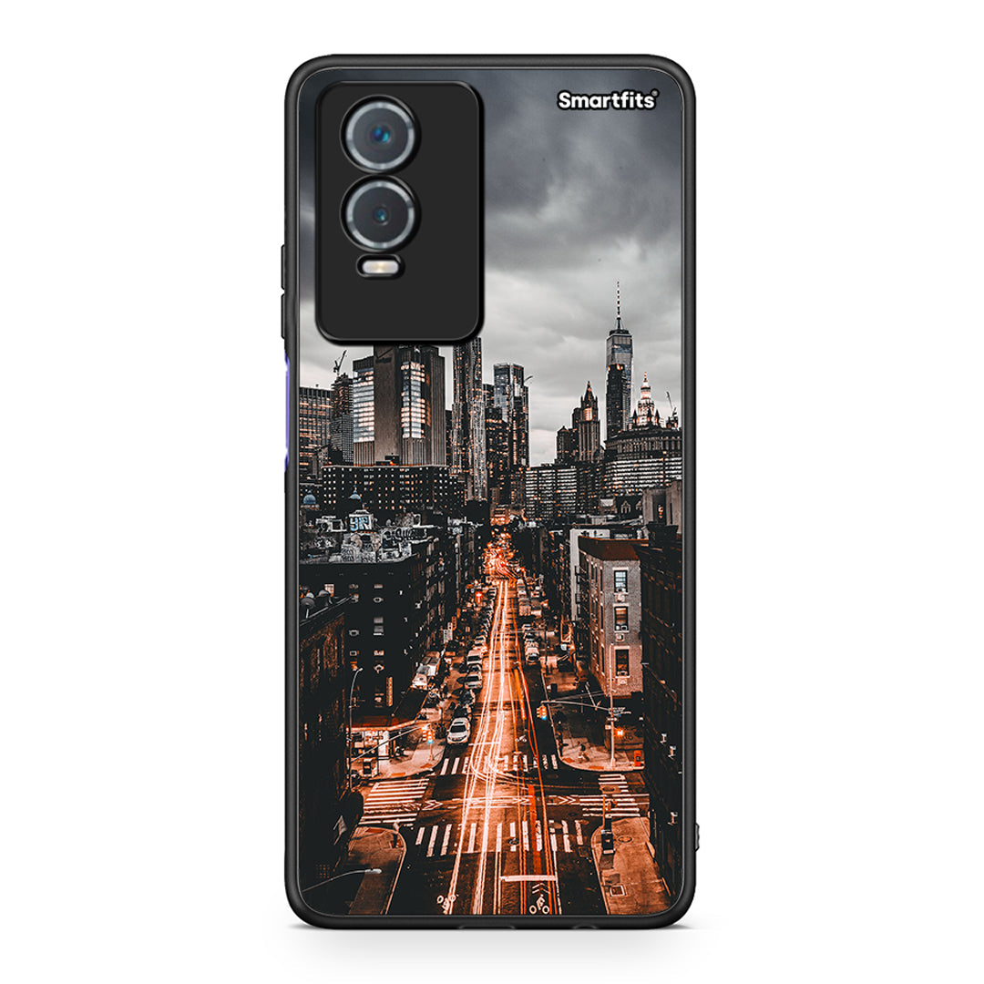 Vivo Y76 5G / Y76s / Y74s City Lights θήκη από τη Smartfits με σχέδιο στο πίσω μέρος και μαύρο περίβλημα | Smartphone case with colorful back and black bezels by Smartfits