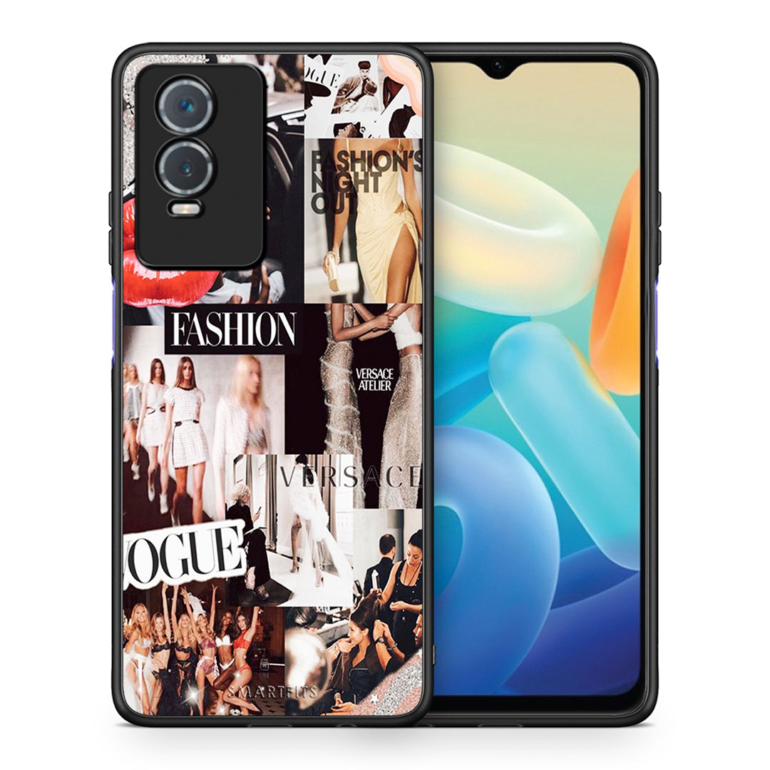 Θήκη Αγίου Βαλεντίνου Vivo Y76 5G / Y76s / Y74s Collage Fashion από τη Smartfits με σχέδιο στο πίσω μέρος και μαύρο περίβλημα | Vivo Y76 5G / Y76s / Y74s Collage Fashion case with colorful back and black bezels