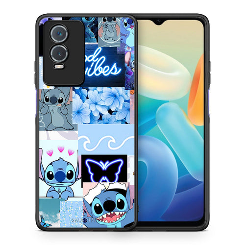 Θήκη Αγίου Βαλεντίνου Vivo Y76 5G / Y76s / Y74s Collage Good Vibes από τη Smartfits με σχέδιο στο πίσω μέρος και μαύρο περίβλημα | Vivo Y76 5G / Y76s / Y74s Collage Good Vibes case with colorful back and black bezels