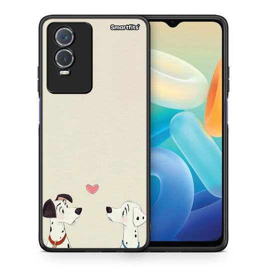 Θήκη Vivo Y76 5G / Y76s / Y74s Dalmatians Love από τη Smartfits με σχέδιο στο πίσω μέρος και μαύρο περίβλημα | Vivo Y76 5G / Y76s / Y74s Dalmatians Love case with colorful back and black bezels