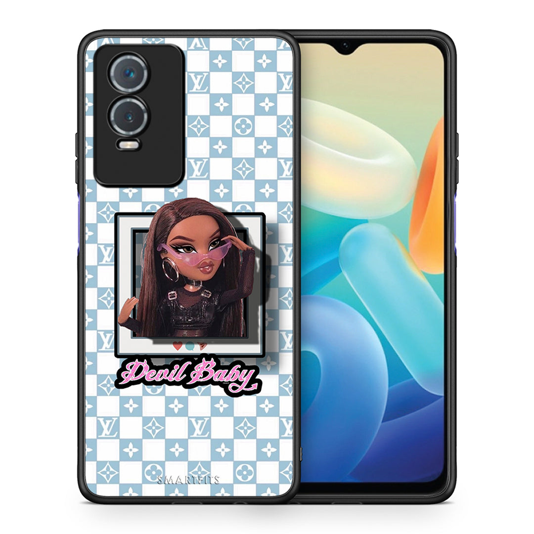 Θήκη Αγίου Βαλεντίνου Vivo Y76 5G / Y76s / Y74s Devil Baby από τη Smartfits με σχέδιο στο πίσω μέρος και μαύρο περίβλημα | Vivo Y76 5G / Y76s / Y74s Devil Baby case with colorful back and black bezels