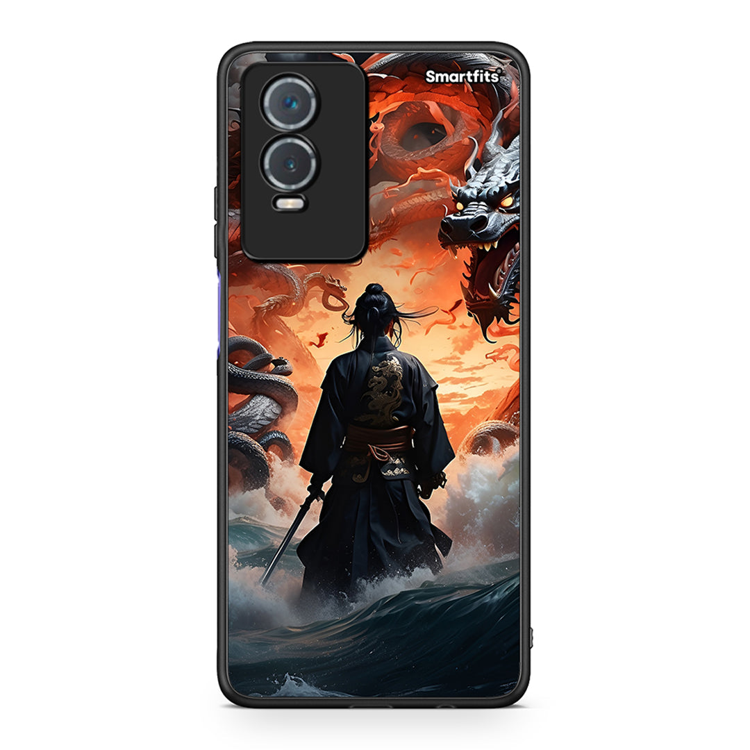 Vivo Y76 5G / Y76s / Y74s Dragons Fight θήκη από τη Smartfits με σχέδιο στο πίσω μέρος και μαύρο περίβλημα | Smartphone case with colorful back and black bezels by Smartfits