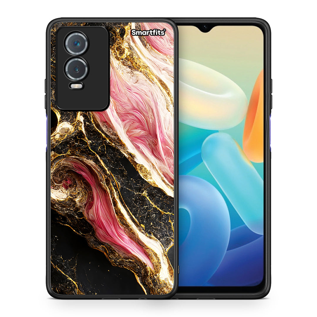 Θήκη Vivo Y76 5G / Y76s / Y74s Glamorous Pink Marble από τη Smartfits με σχέδιο στο πίσω μέρος και μαύρο περίβλημα | Vivo Y76 5G / Y76s / Y74s Glamorous Pink Marble case with colorful back and black bezels