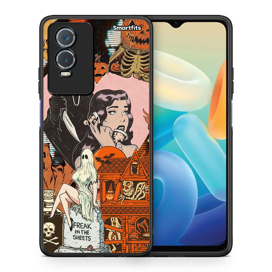 Θήκη Vivo Y76 5G / Y76s / Y74s Halloween Collage από τη Smartfits με σχέδιο στο πίσω μέρος και μαύρο περίβλημα | Vivo Y76 5G / Y76s / Y74s Halloween Collage case with colorful back and black bezels