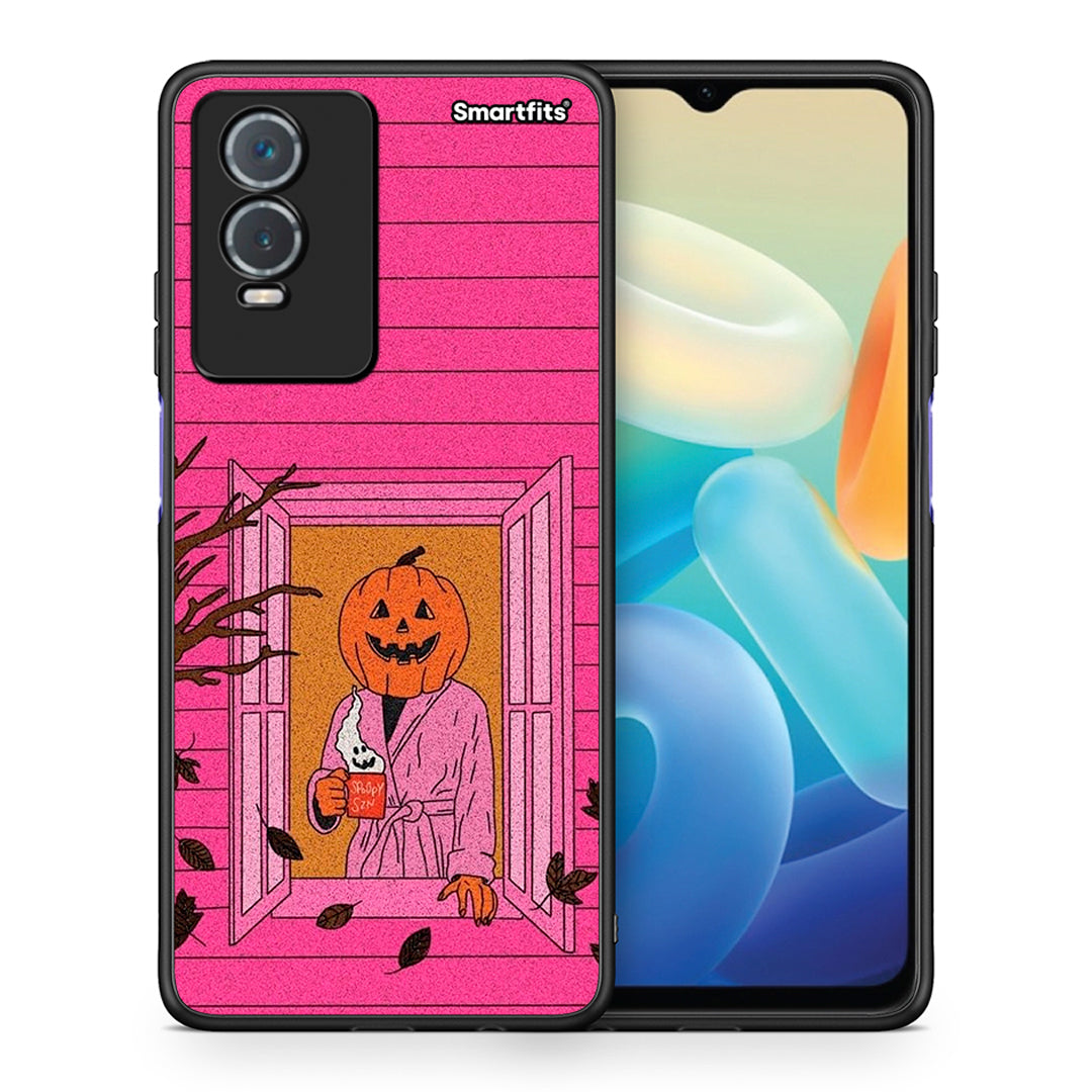 Θήκη Vivo Y76 5G / Y76s / Y74s Halloween Pumpkin Lady από τη Smartfits με σχέδιο στο πίσω μέρος και μαύρο περίβλημα | Vivo Y76 5G / Y76s / Y74s Halloween Pumpkin Lady case with colorful back and black bezels
