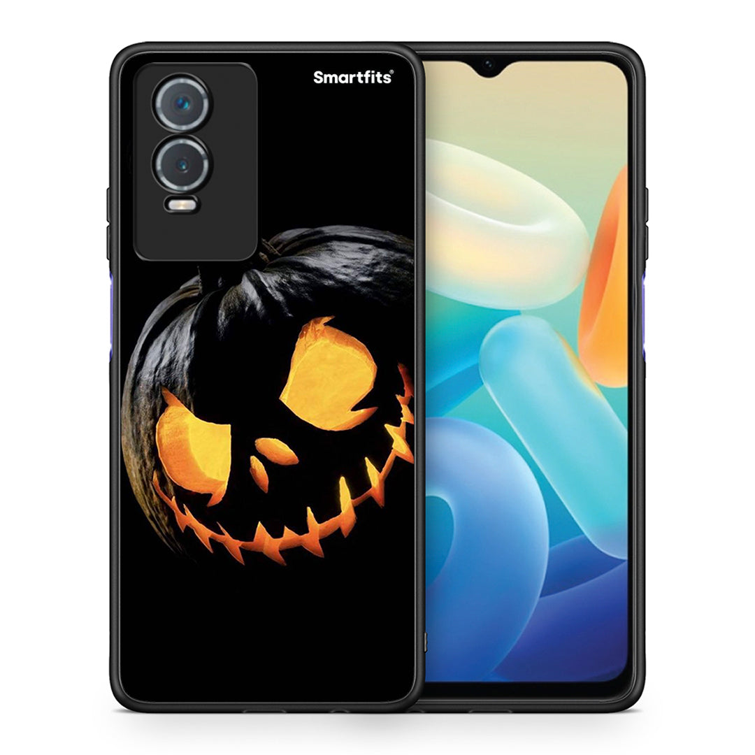 Θήκη Vivo Y76 5G / Y76s / Y74s Halloween Scary Pumpkin από τη Smartfits με σχέδιο στο πίσω μέρος και μαύρο περίβλημα | Vivo Y76 5G / Y76s / Y74s Halloween Scary Pumpkin case with colorful back and black bezels
