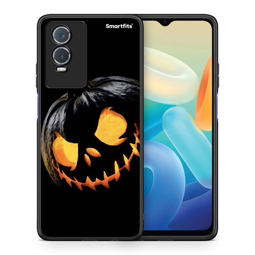 Θήκη Vivo Y76 5G / Y76s / Y74s Halloween Scary Pumpkin από τη Smartfits με σχέδιο στο πίσω μέρος και μαύρο περίβλημα | Vivo Y76 5G / Y76s / Y74s Halloween Scary Pumpkin case with colorful back and black bezels