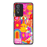 Thumbnail for Vivo Y76 5G / Y76s / Y74s Hippie Love θήκη από τη Smartfits με σχέδιο στο πίσω μέρος και μαύρο περίβλημα | Smartphone case with colorful back and black bezels by Smartfits