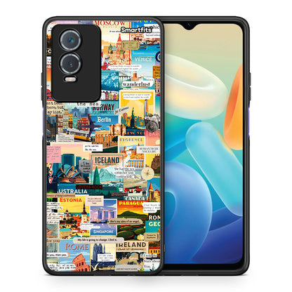 Θήκη Vivo Y76 5G / Y76s / Y74s Live To Travel από τη Smartfits με σχέδιο στο πίσω μέρος και μαύρο περίβλημα | Vivo Y76 5G / Y76s / Y74s Live To Travel case with colorful back and black bezels