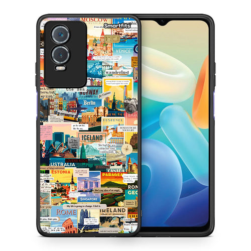 Θήκη Vivo Y76 5G / Y76s / Y74s Live To Travel από τη Smartfits με σχέδιο στο πίσω μέρος και μαύρο περίβλημα | Vivo Y76 5G / Y76s / Y74s Live To Travel case with colorful back and black bezels