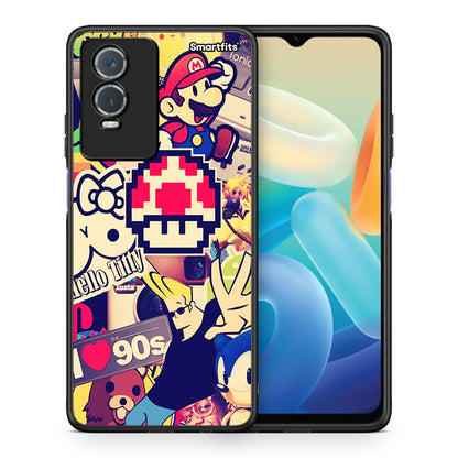 Θήκη Vivo Y76 5G / Y76s / Y74s Love The 90s από τη Smartfits με σχέδιο στο πίσω μέρος και μαύρο περίβλημα | Vivo Y76 5G / Y76s / Y74s Love The 90s case with colorful back and black bezels