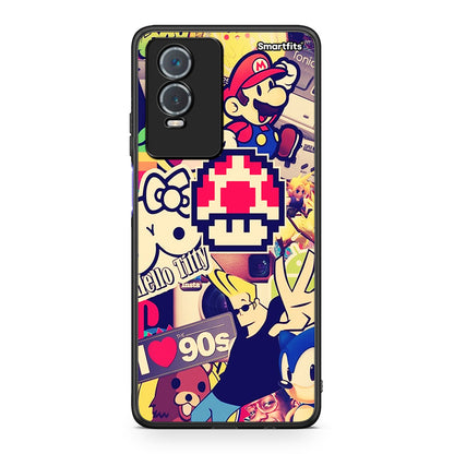 Vivo Y76 5G / Y76s / Y74s Love The 90s θήκη από τη Smartfits με σχέδιο στο πίσω μέρος και μαύρο περίβλημα | Smartphone case with colorful back and black bezels by Smartfits