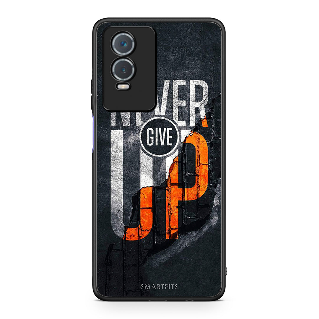 Vivo Y76 5G / Y76s / Y74s Never Give Up Θήκη Αγίου Βαλεντίνου από τη Smartfits με σχέδιο στο πίσω μέρος και μαύρο περίβλημα | Smartphone case with colorful back and black bezels by Smartfits