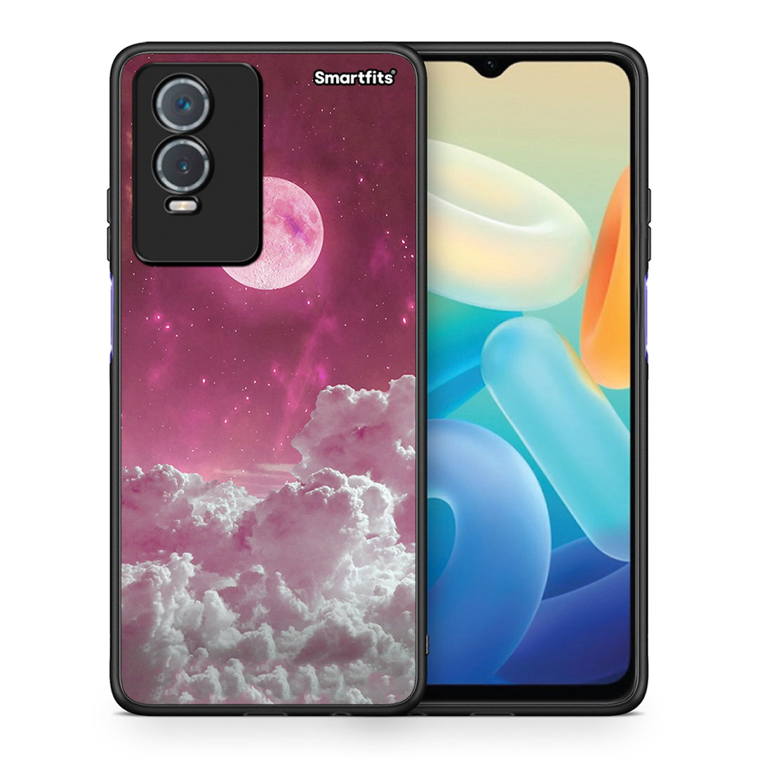 Θήκη Vivo Y76 5G / Y76s / Y74s Pink Moon από τη Smartfits με σχέδιο στο πίσω μέρος και μαύρο περίβλημα | Vivo Y76 5G / Y76s / Y74s Pink Moon case with colorful back and black bezels