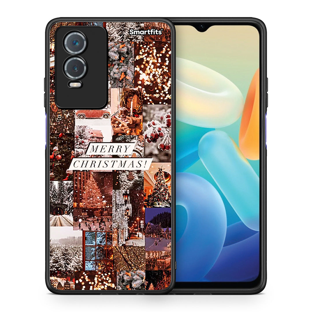 Θήκη Vivo Y76 5G / Y76s / Y74s Xmas Collage από τη Smartfits με σχέδιο στο πίσω μέρος και μαύρο περίβλημα | Vivo Y76 5G / Y76s / Y74s Xmas Collage case with colorful back and black bezels