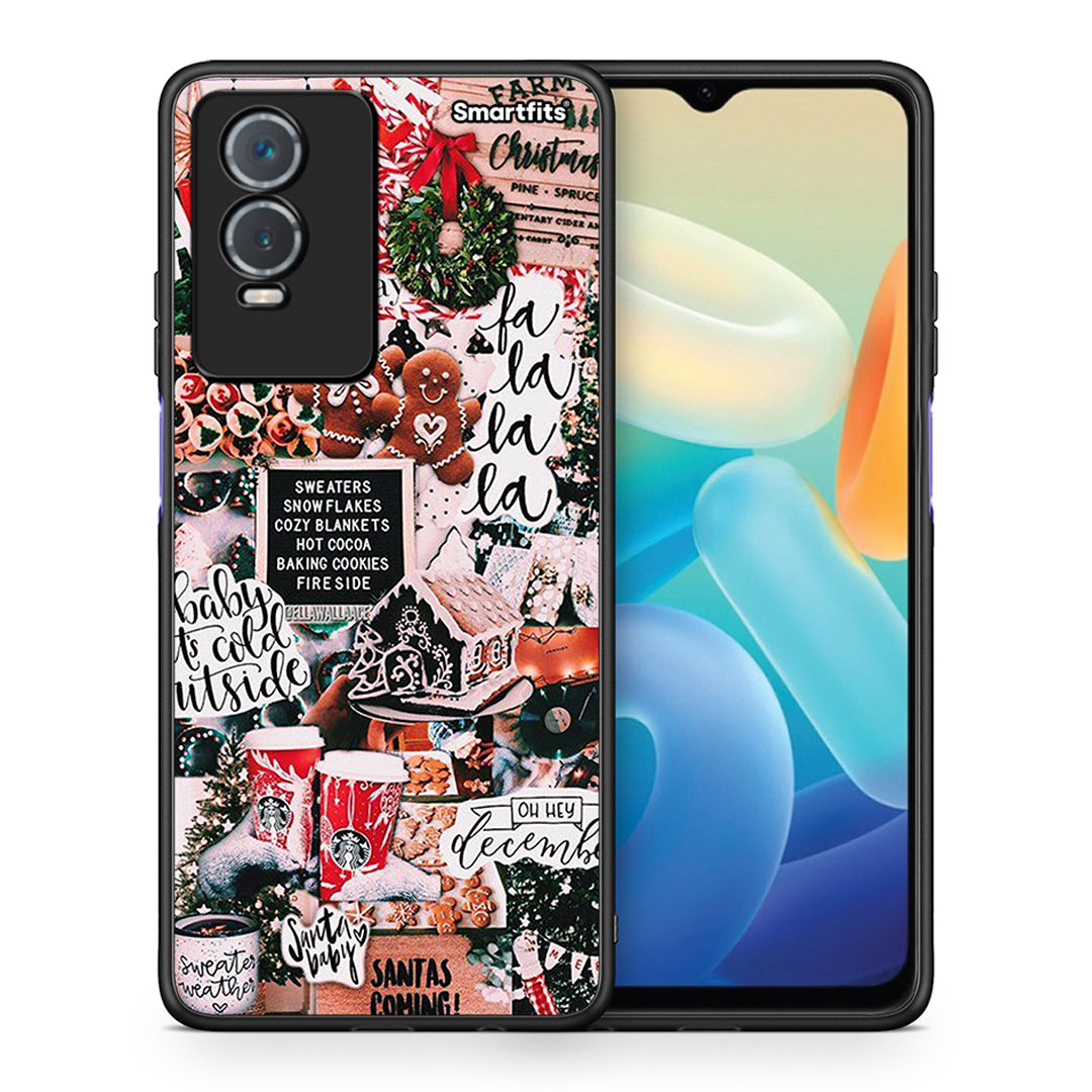 Θήκη Vivo Y76 5G / Y76s / Y74s Xmas Habbits από τη Smartfits με σχέδιο στο πίσω μέρος και μαύρο περίβλημα | Vivo Y76 5G / Y76s / Y74s Xmas Habbits case with colorful back and black bezels
