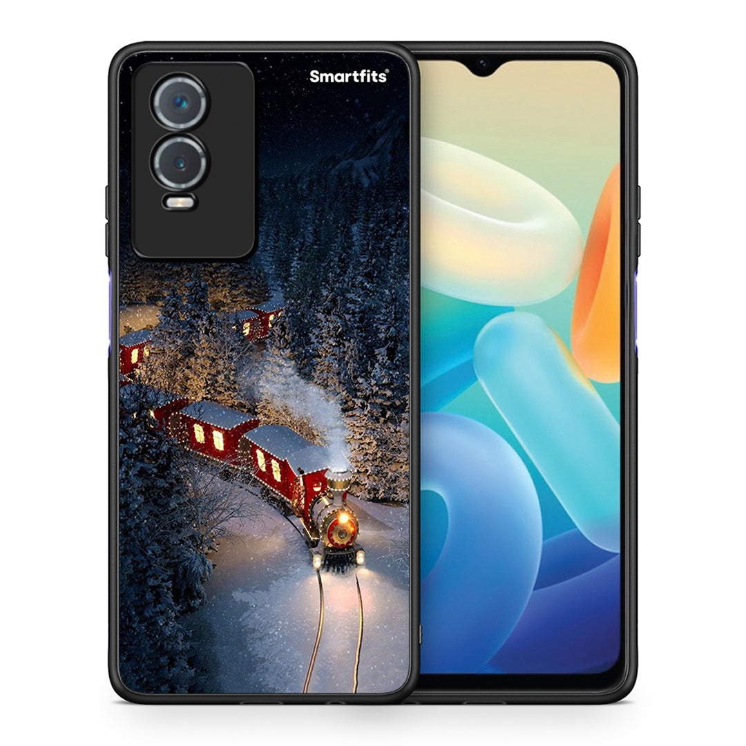 Θήκη Vivo Y76 5G / Y76s / Y74s Xmas Train από τη Smartfits με σχέδιο στο πίσω μέρος και μαύρο περίβλημα | Vivo Y76 5G / Y76s / Y74s Xmas Train case with colorful back and black bezels