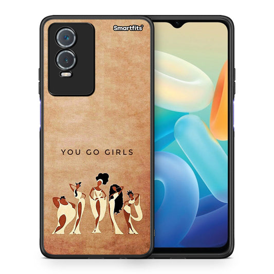 Θήκη Vivo Y76 5G / Y76s / Y74s You Go Girl από τη Smartfits με σχέδιο στο πίσω μέρος και μαύρο περίβλημα | Vivo Y76 5G / Y76s / Y74s You Go Girl case with colorful back and black bezels