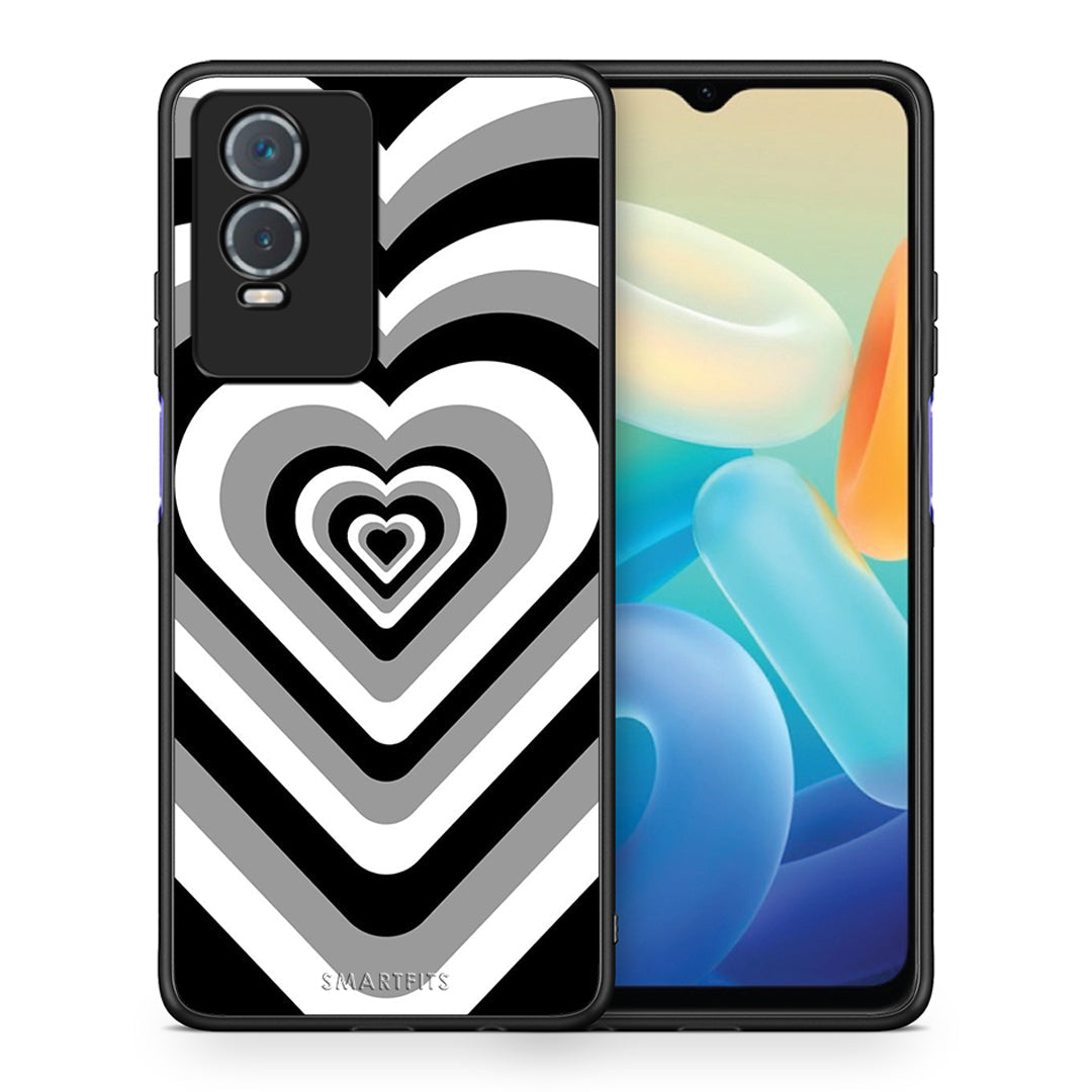 Θήκη Vivo Y76 5G / Y76s / Y74s Black Hearts από τη Smartfits με σχέδιο στο πίσω μέρος και μαύρο περίβλημα | Vivo Y76 5G / Y76s / Y74s Black Hearts case with colorful back and black bezels