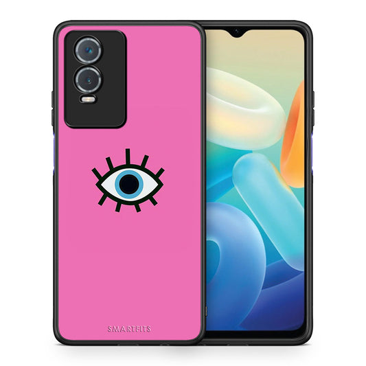 Θήκη Vivo Y76 5G / Y76s / Y74s Blue Eye Pink από τη Smartfits με σχέδιο στο πίσω μέρος και μαύρο περίβλημα | Vivo Y76 5G / Y76s / Y74s Blue Eye Pink case with colorful back and black bezels