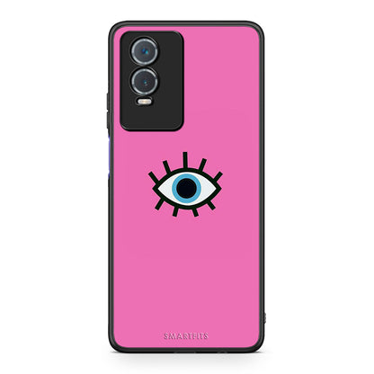 Vivo Y76 5G / Y76s / Y74s Blue Eye Pink θήκη από τη Smartfits με σχέδιο στο πίσω μέρος και μαύρο περίβλημα | Smartphone case with colorful back and black bezels by Smartfits