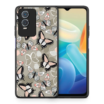Θήκη Vivo Y76 5G / Y76s / Y74s Butterflies Boho από τη Smartfits με σχέδιο στο πίσω μέρος και μαύρο περίβλημα | Vivo Y76 5G / Y76s / Y74s Butterflies Boho case with colorful back and black bezels