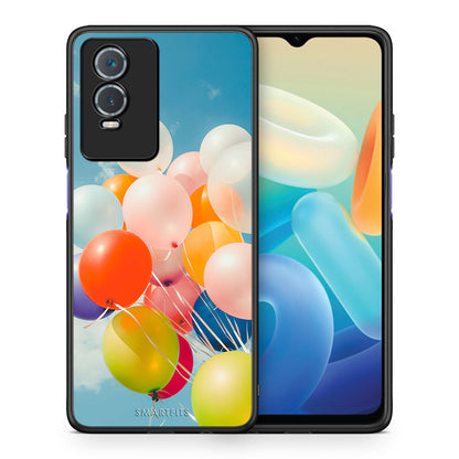 Θήκη Vivo Y76 5G / Y76s / Y74s Colorful Balloons από τη Smartfits με σχέδιο στο πίσω μέρος και μαύρο περίβλημα | Vivo Y76 5G / Y76s / Y74s Colorful Balloons case with colorful back and black bezels