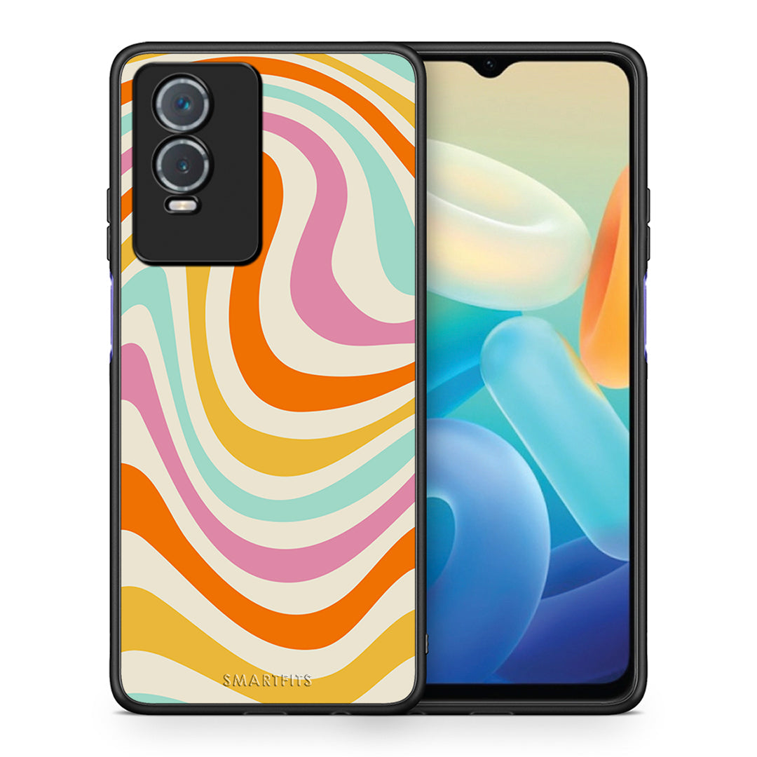 Θήκη Vivo Y76 5G / Y76s / Y74s Colourful Waves από τη Smartfits με σχέδιο στο πίσω μέρος και μαύρο περίβλημα | Vivo Y76 5G / Y76s / Y74s Colourful Waves case with colorful back and black bezels