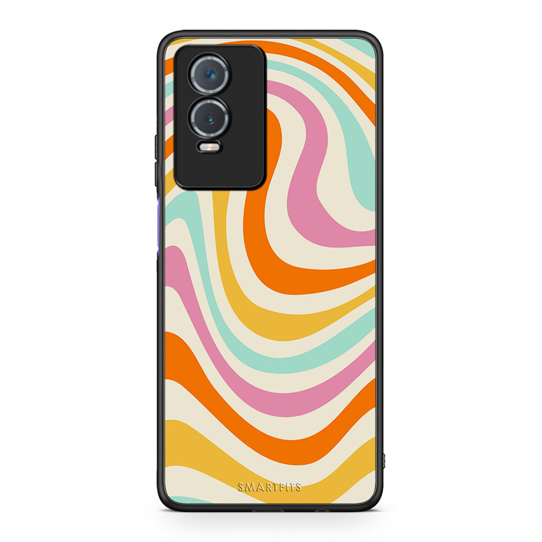 Vivo Y76 5G / Y76s / Y74s Colourful Waves θήκη από τη Smartfits με σχέδιο στο πίσω μέρος και μαύρο περίβλημα | Smartphone case with colorful back and black bezels by Smartfits