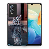 Thumbnail for Θήκη Vivo Y76 5G / Y76s / Y74s Tiger Cute από τη Smartfits με σχέδιο στο πίσω μέρος και μαύρο περίβλημα | Vivo Y76 5G / Y76s / Y74s Tiger Cute case with colorful back and black bezels