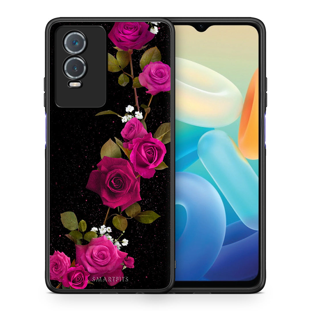 Θήκη Vivo Y76 5G / Y76s / Y74s Red Roses Flower από τη Smartfits με σχέδιο στο πίσω μέρος και μαύρο περίβλημα | Vivo Y76 5G / Y76s / Y74s Red Roses Flower case with colorful back and black bezels