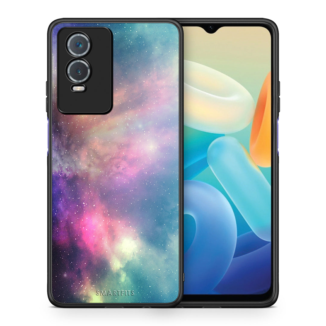 Θήκη Vivo Y76 5G / Y76s / Y74s Rainbow Galaxy από τη Smartfits με σχέδιο στο πίσω μέρος και μαύρο περίβλημα | Vivo Y76 5G / Y76s / Y74s Rainbow Galaxy case with colorful back and black bezels