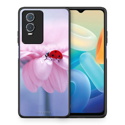 Θήκη Vivo Y76 5G / Y76s / Y74s Ladybug Flower από τη Smartfits με σχέδιο στο πίσω μέρος και μαύρο περίβλημα | Vivo Y76 5G / Y76s / Y74s Ladybug Flower case with colorful back and black bezels