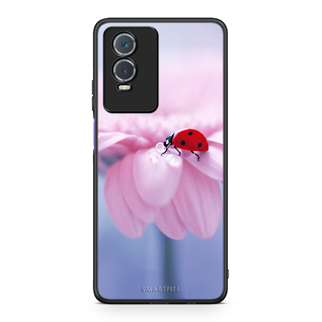 Vivo Y76 5G / Y76s / Y74s Ladybug Flower θήκη από τη Smartfits με σχέδιο στο πίσω μέρος και μαύρο περίβλημα | Smartphone case with colorful back and black bezels by Smartfits