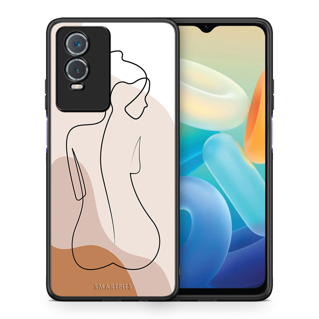 Θήκη Vivo Y76 5G / Y76s / Y74s LineArt Woman από τη Smartfits με σχέδιο στο πίσω μέρος και μαύρο περίβλημα | Vivo Y76 5G / Y76s / Y74s LineArt Woman case with colorful back and black bezels